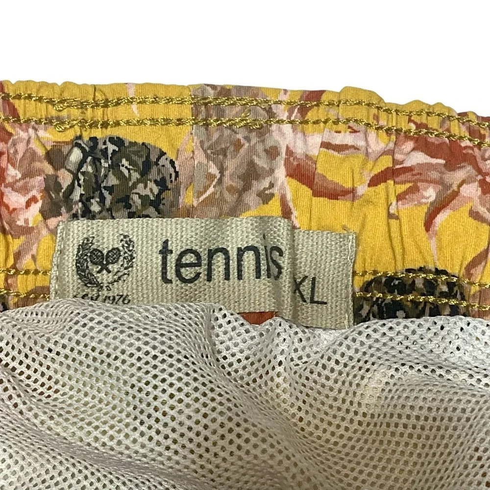TNS Tennis Swim Shorts Men's XL Yellow Pink Pineapple Beach Drawstring 5